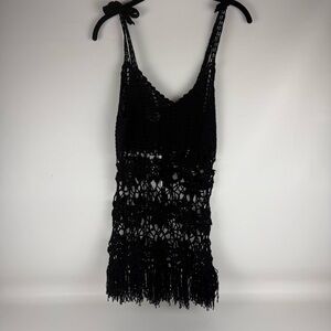 WOLFE Hand-Crocheted Fringe Coverup Dress — Size L